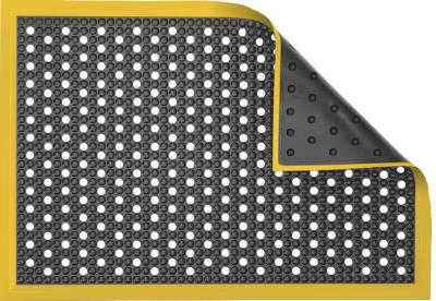 Antistatic Anti-Fatigue Floor Mat with Holes & 5 cm Yellow Bevel | AB Classic | Anthracite | 60 x 120 cm